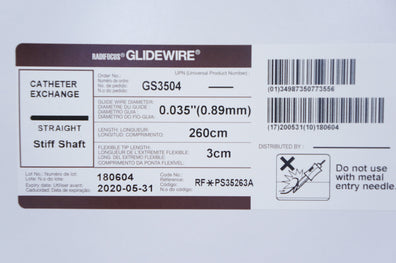 Terumo PS35263A Glidewire Radiopaque Stiff Type 0.89mm x 260 x 3cm (x) - Box of 5